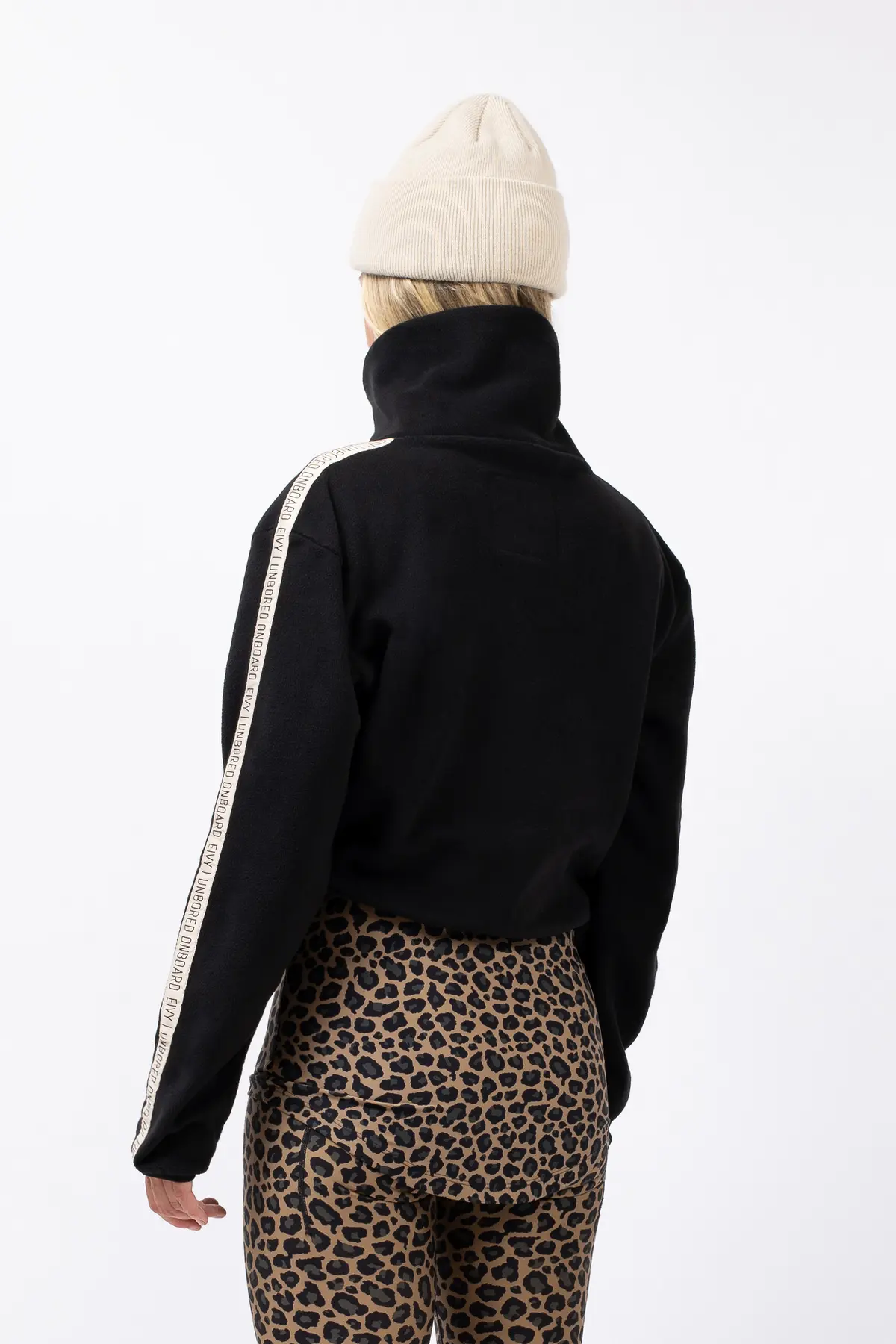 Peg Zip Cropped Fleece - Black