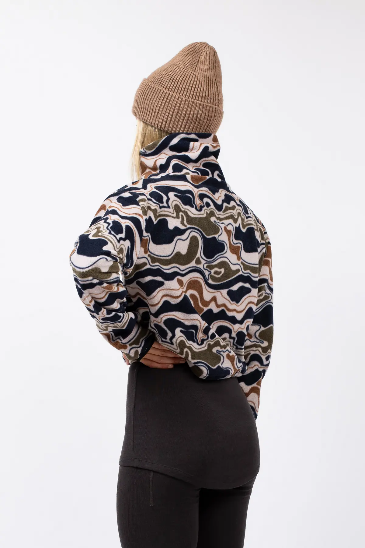 Peg Zip Cropped Fleece - Curve Camo