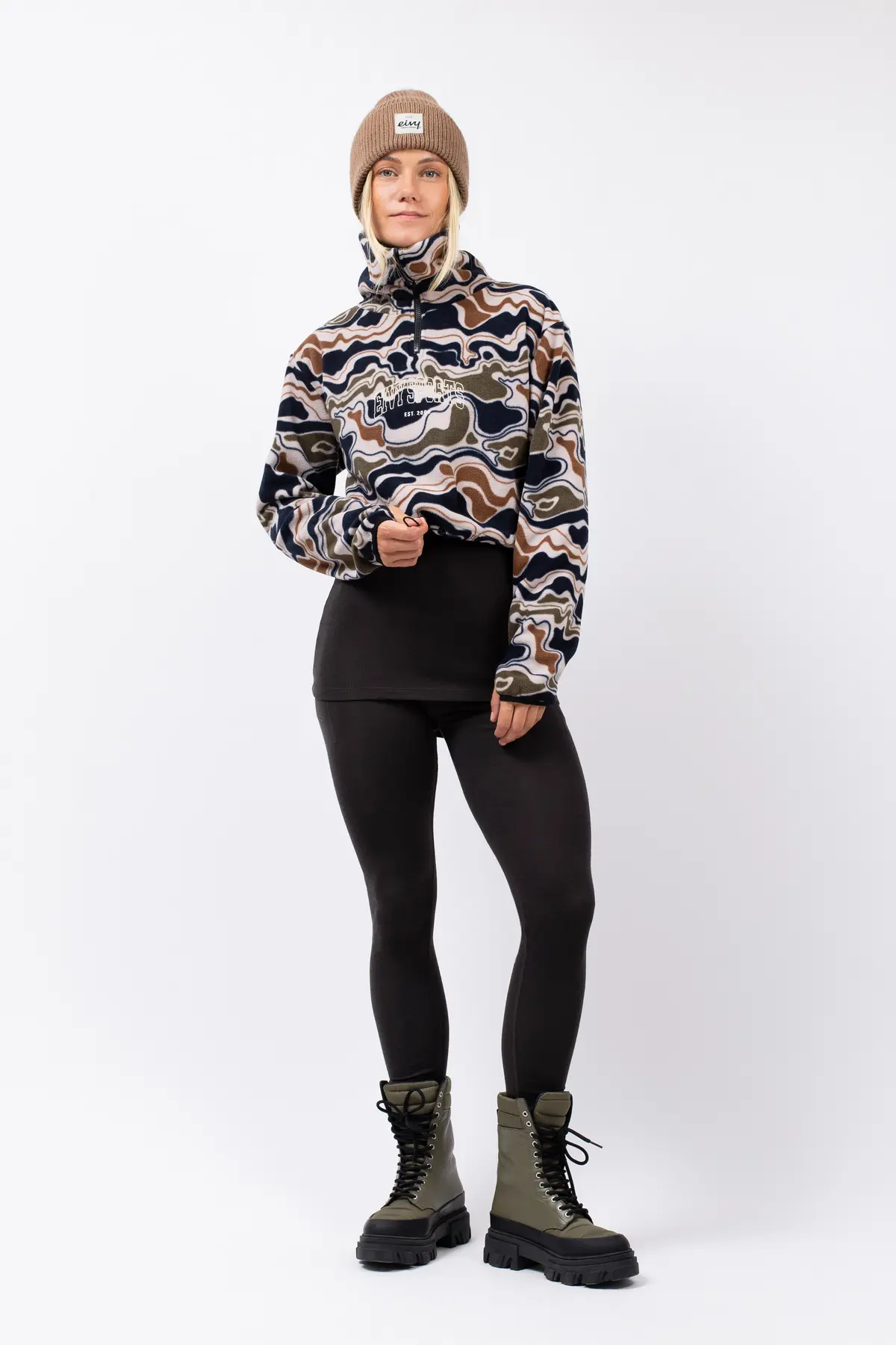 Peg Zip Cropped Fleece - Curve Camo