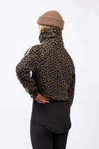 Peg Zip Cropped Fleece - Leopard