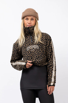 Peg Zip Cropped Fleece - Leopard