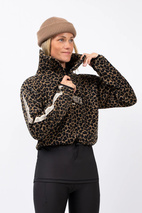 Peg Zip Cropped Fleece - Leopard