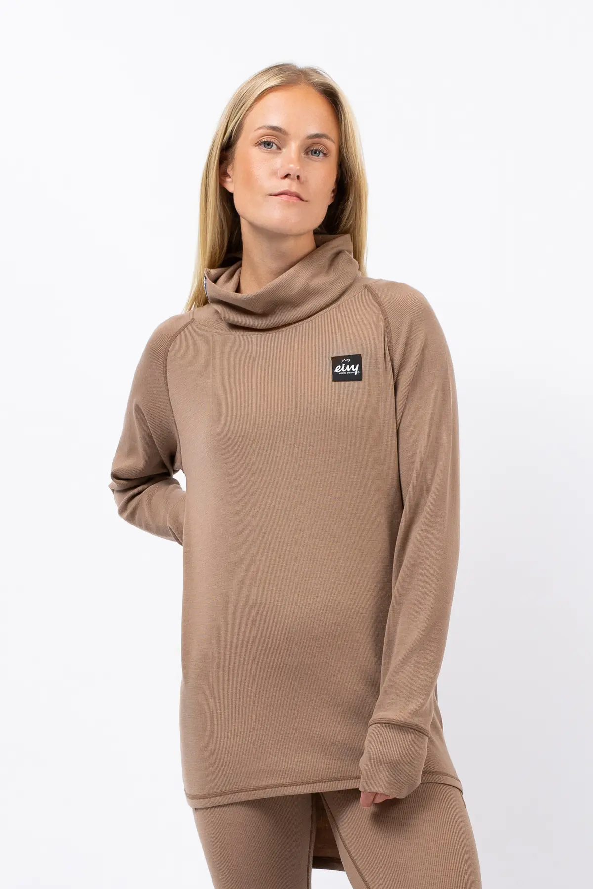 Icecold Merino Wool Gaiter Rib Top - Faded Coffee