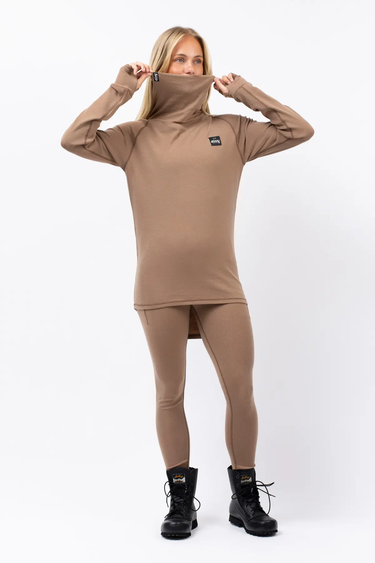 Icecold Merino Wool Gaiter Rib Top - Faded Coffee