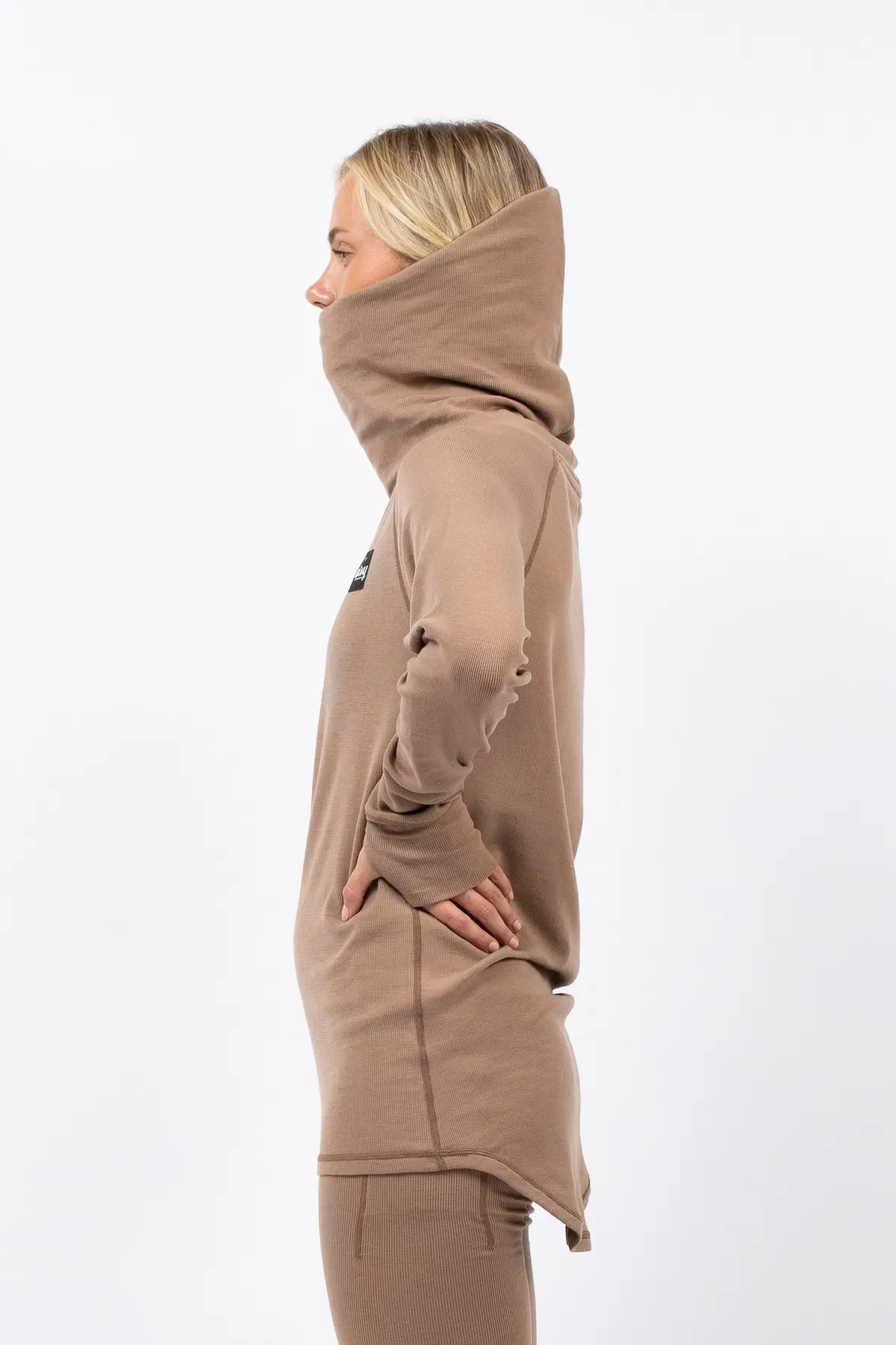 Icecold Merino Wool Gaiter Rib Top - Faded Coffee