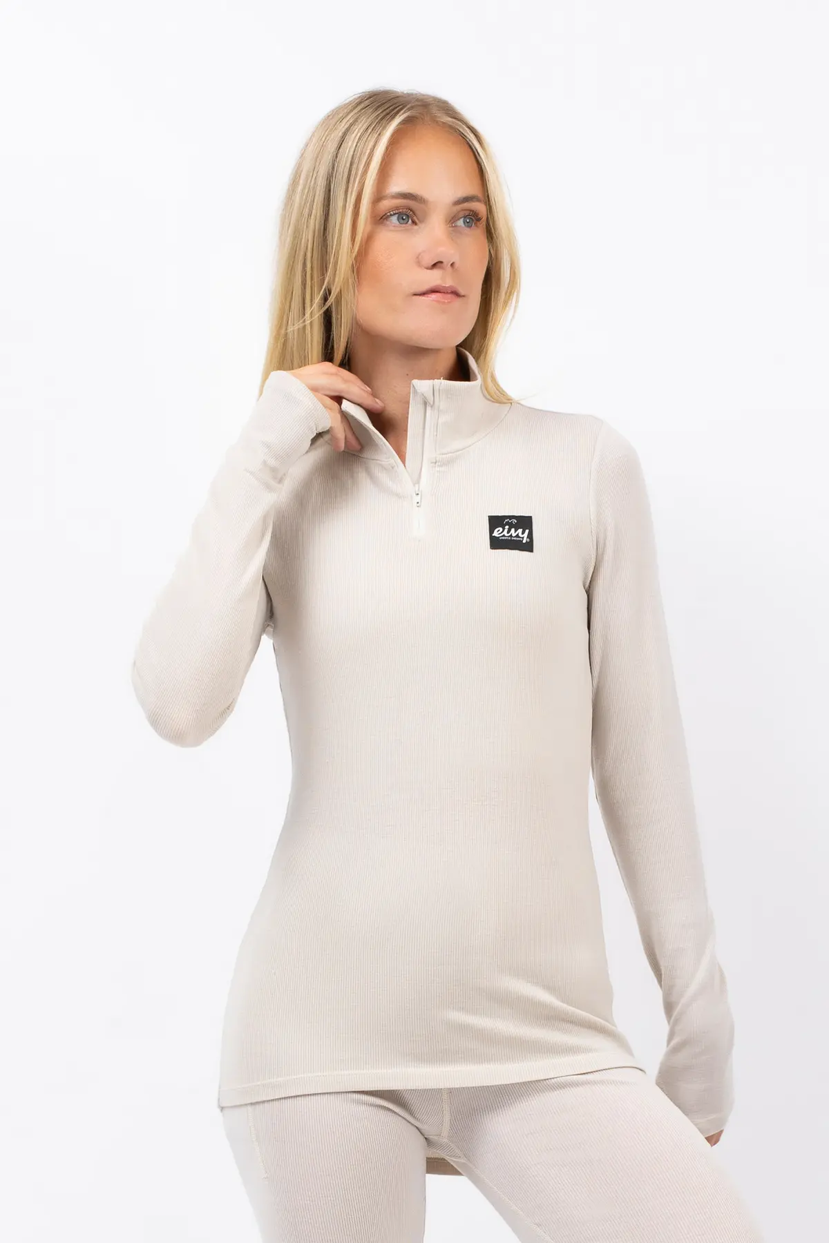 Journey Merino Wool Rib Top - Faded Cloud