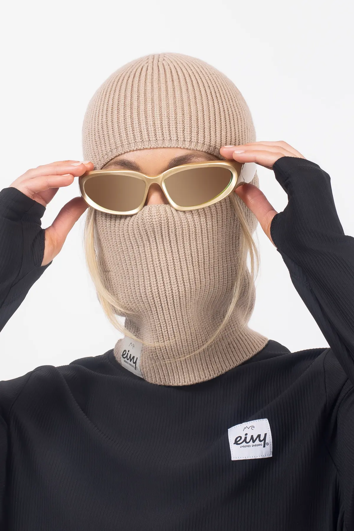 Foldable Knit Balaclava Beanie - Sand | One Size