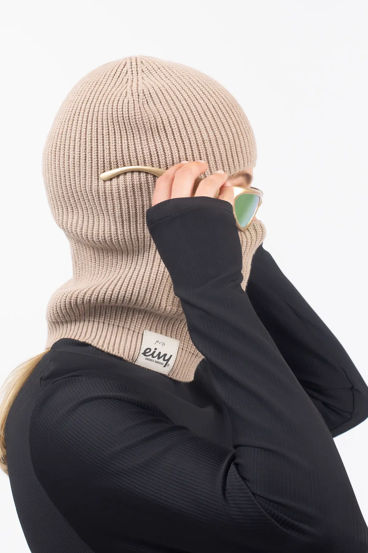 Foldable Knit Balaclava Beanie - Sand | One Size