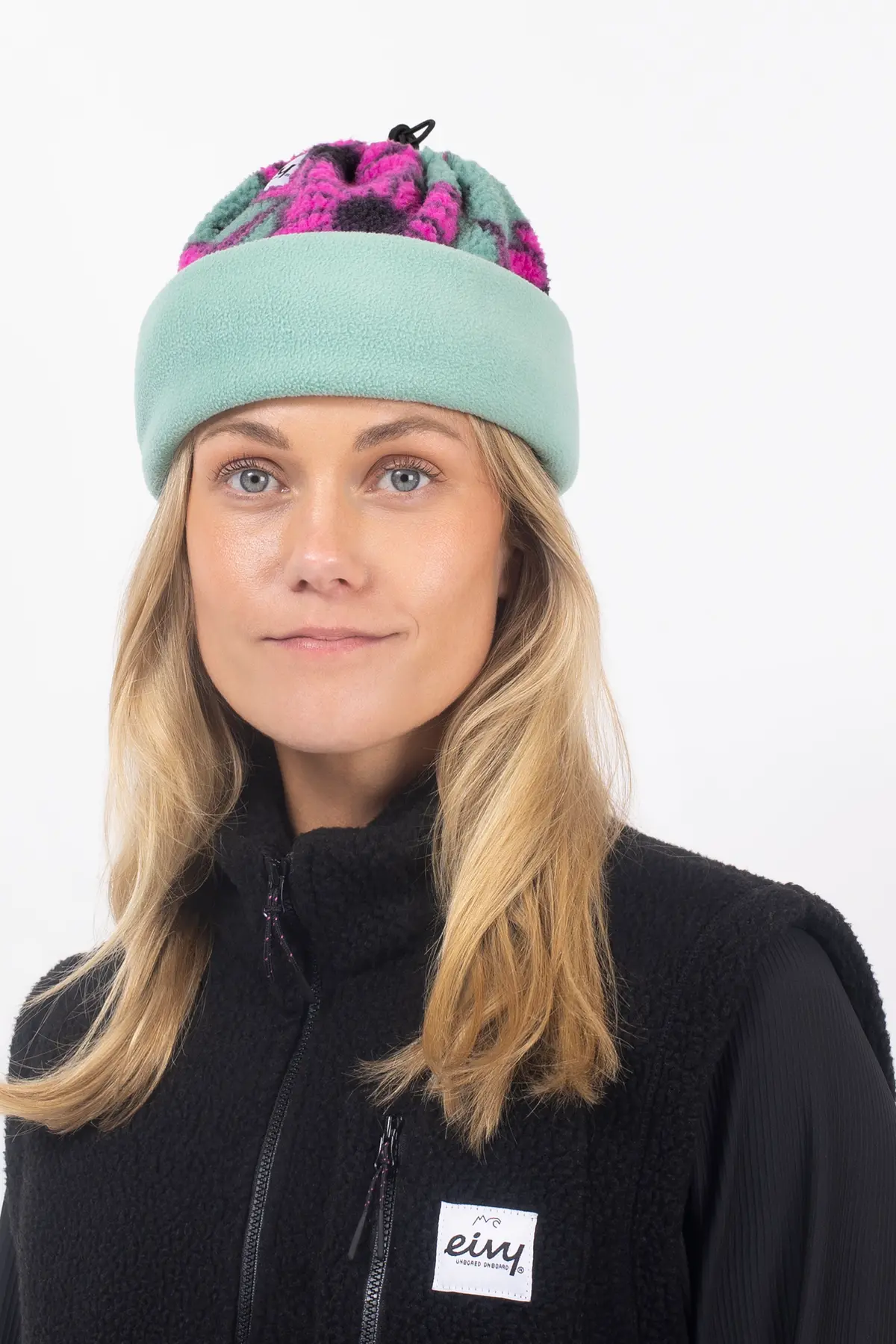 Beanie Sherpa Neckwarmer - Turquoise Flower