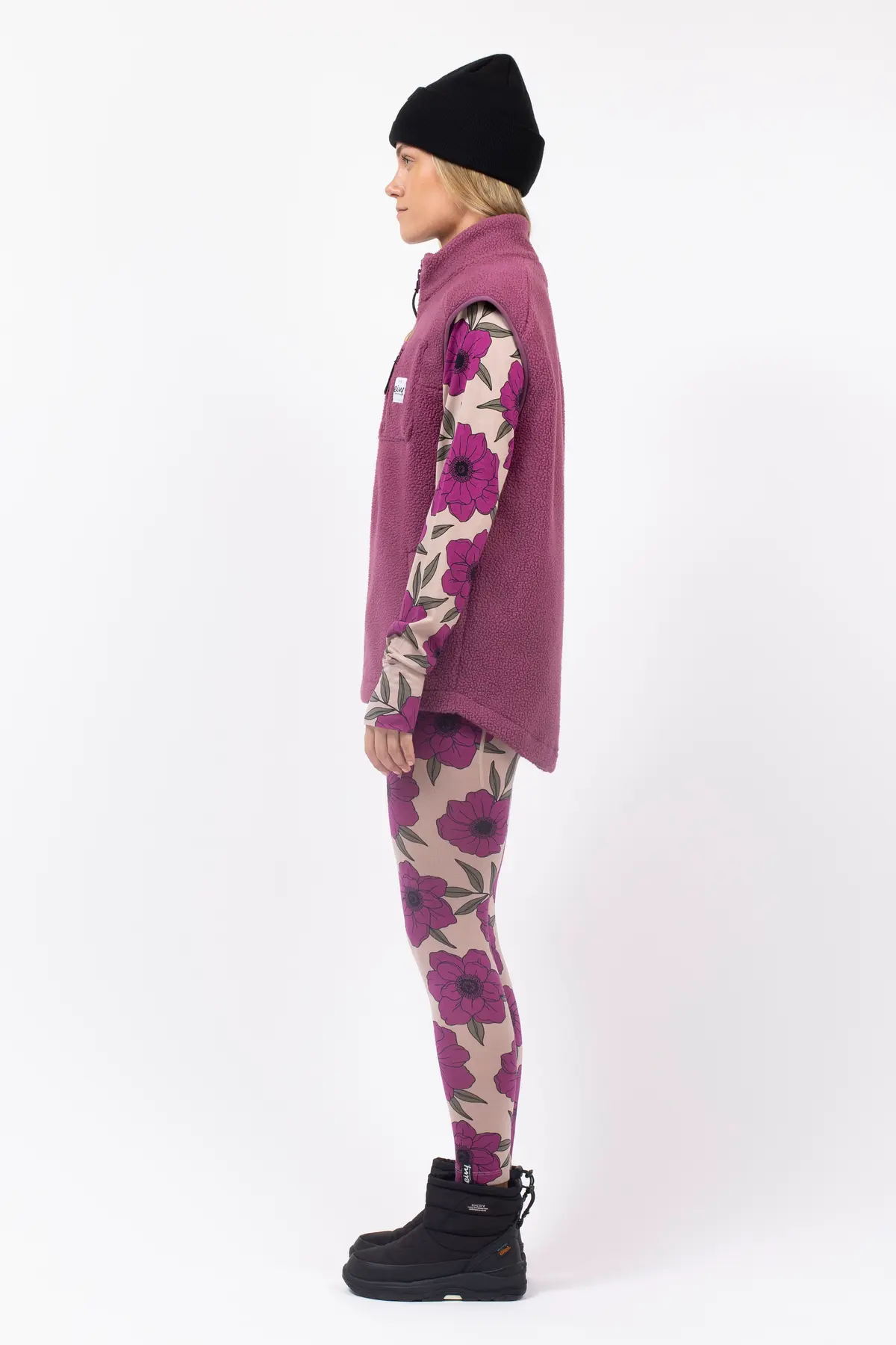 Lumberjackie Sherpa Vest - Pinkgundy | L