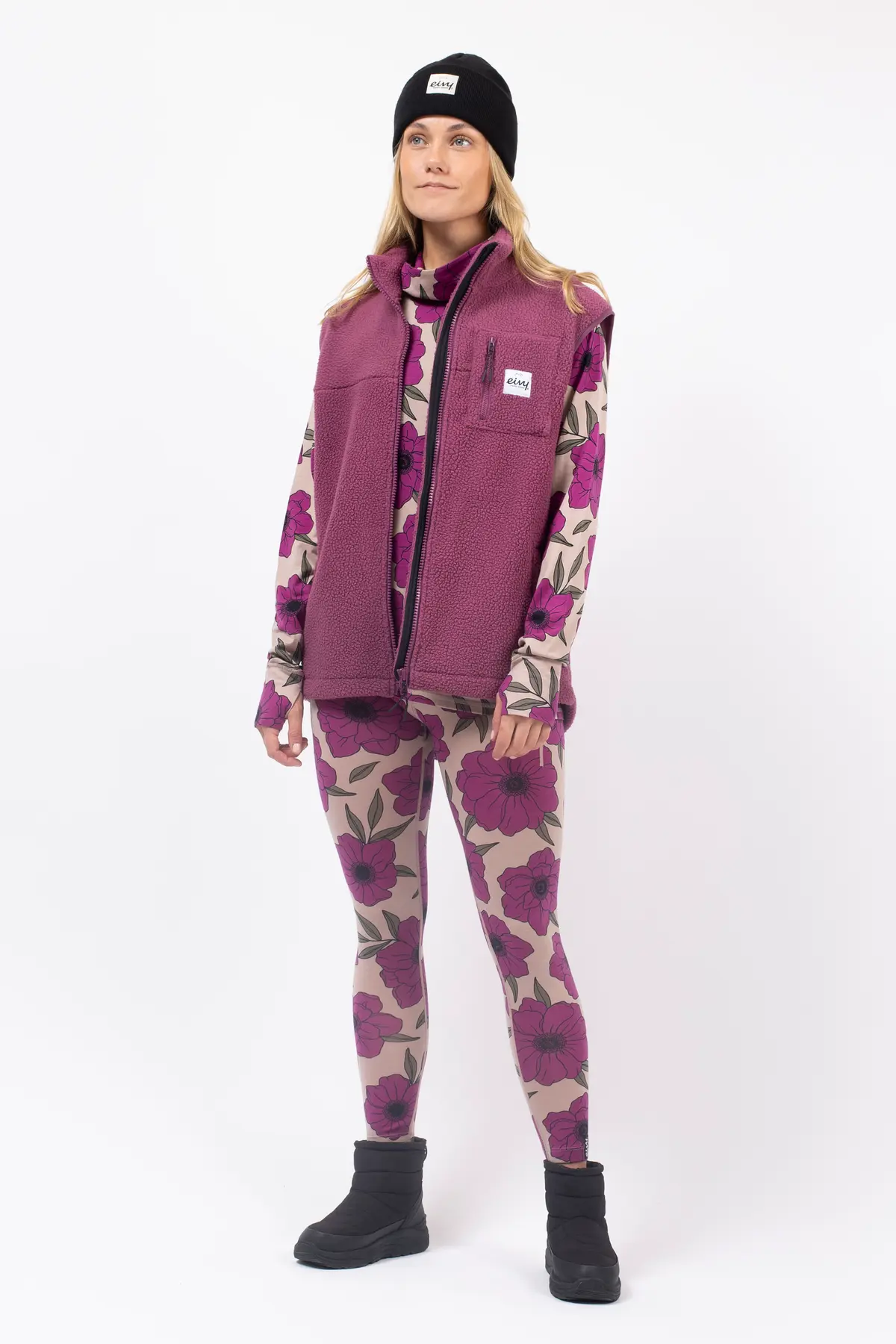 Lumberjackie Sherpa Vest - Pinkgundy | L