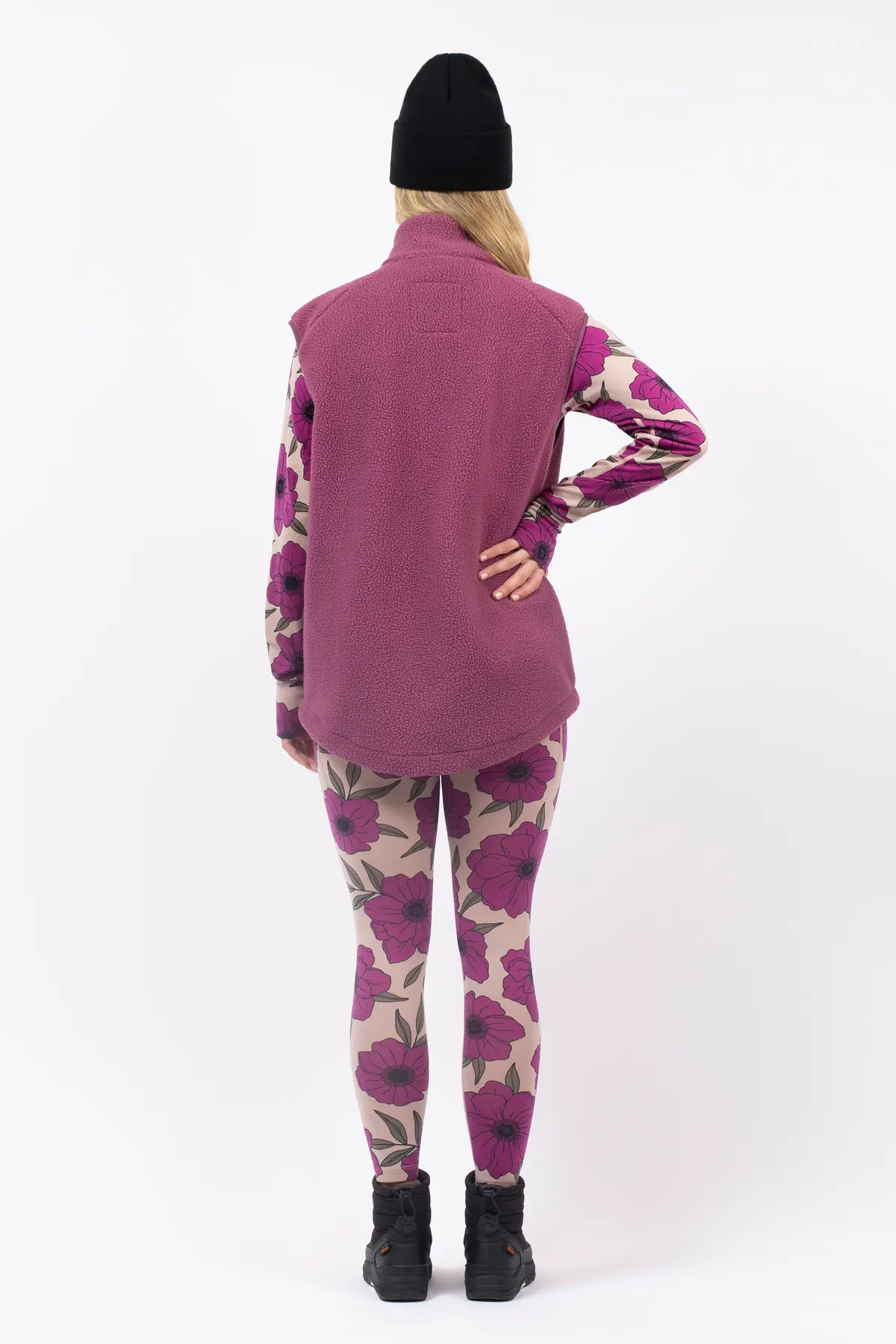 Lumberjackie Sherpa Vest - Pinkgundy | L