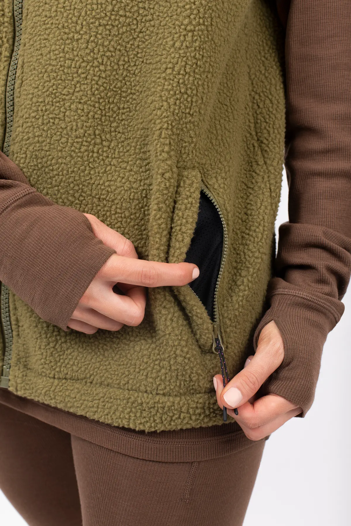 Lumberjackie Sherpa Vest - Olive