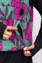 Boxy Sherpa Vest - Turquoise Flower
