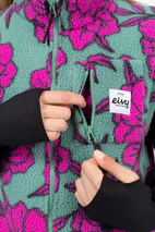 Boxy Sherpa Vest - Turquoise Flower