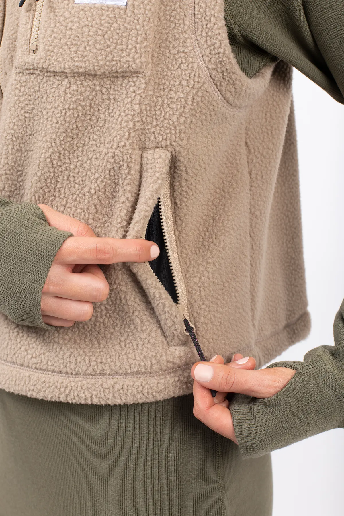 Boxy Sherpa Vest - Sand