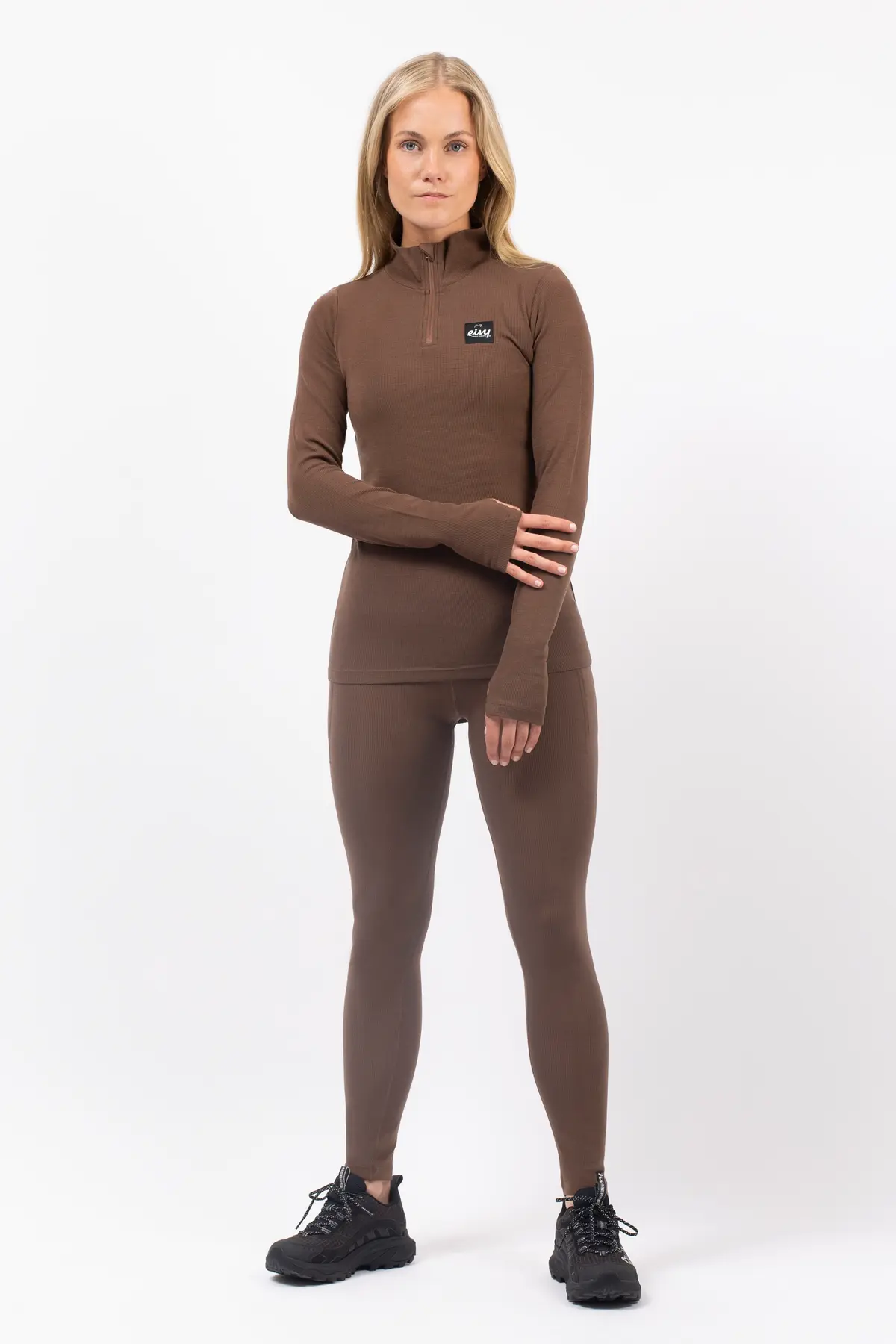 Journey Merino Wool Rib Top - Brown