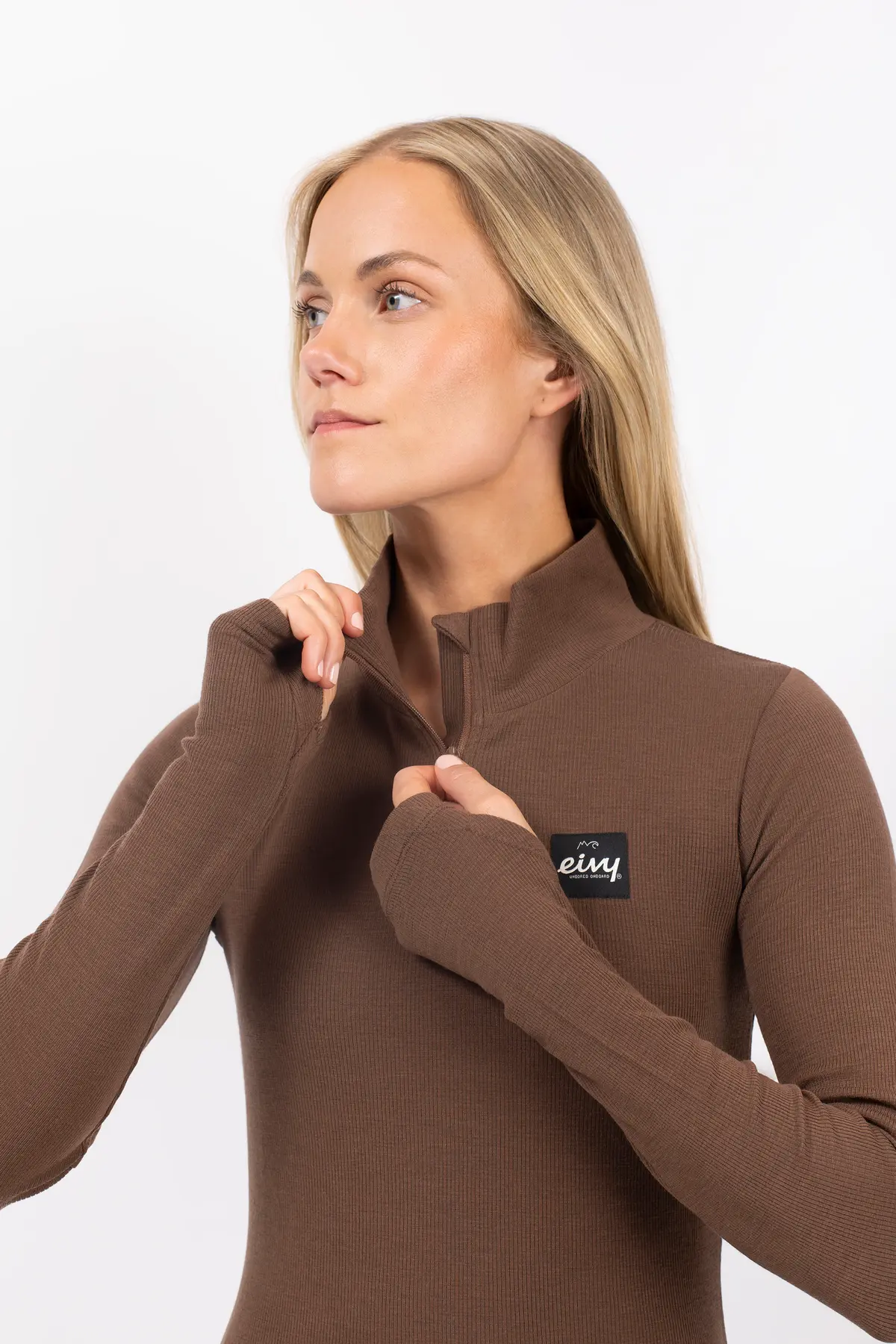 Journey Merino Wool Rib Top - Brown