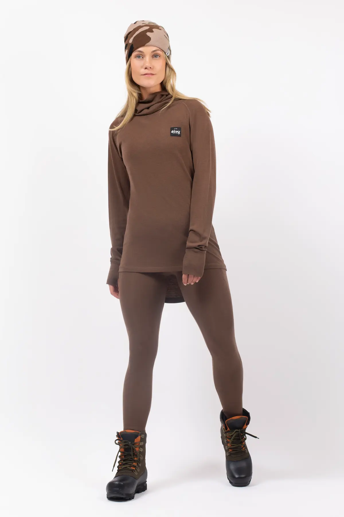 Icecold Merino Wool Gaiter Rib Top - Brown