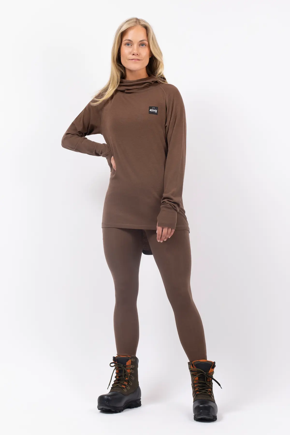 Icecold Merino Wool Gaiter Rib Top - Brown