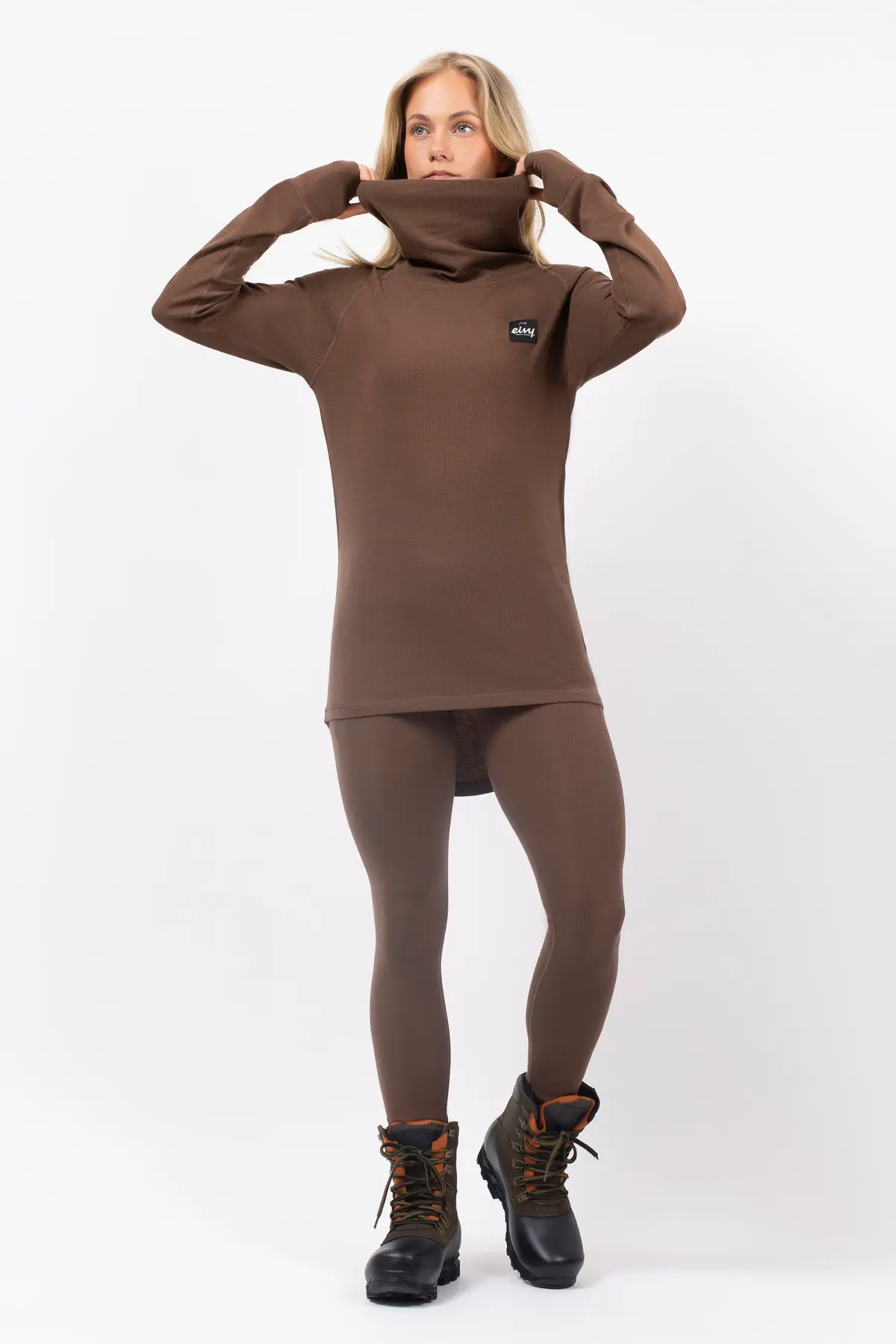 Icecold Merino Wool Gaiter Rib Top - Brown
