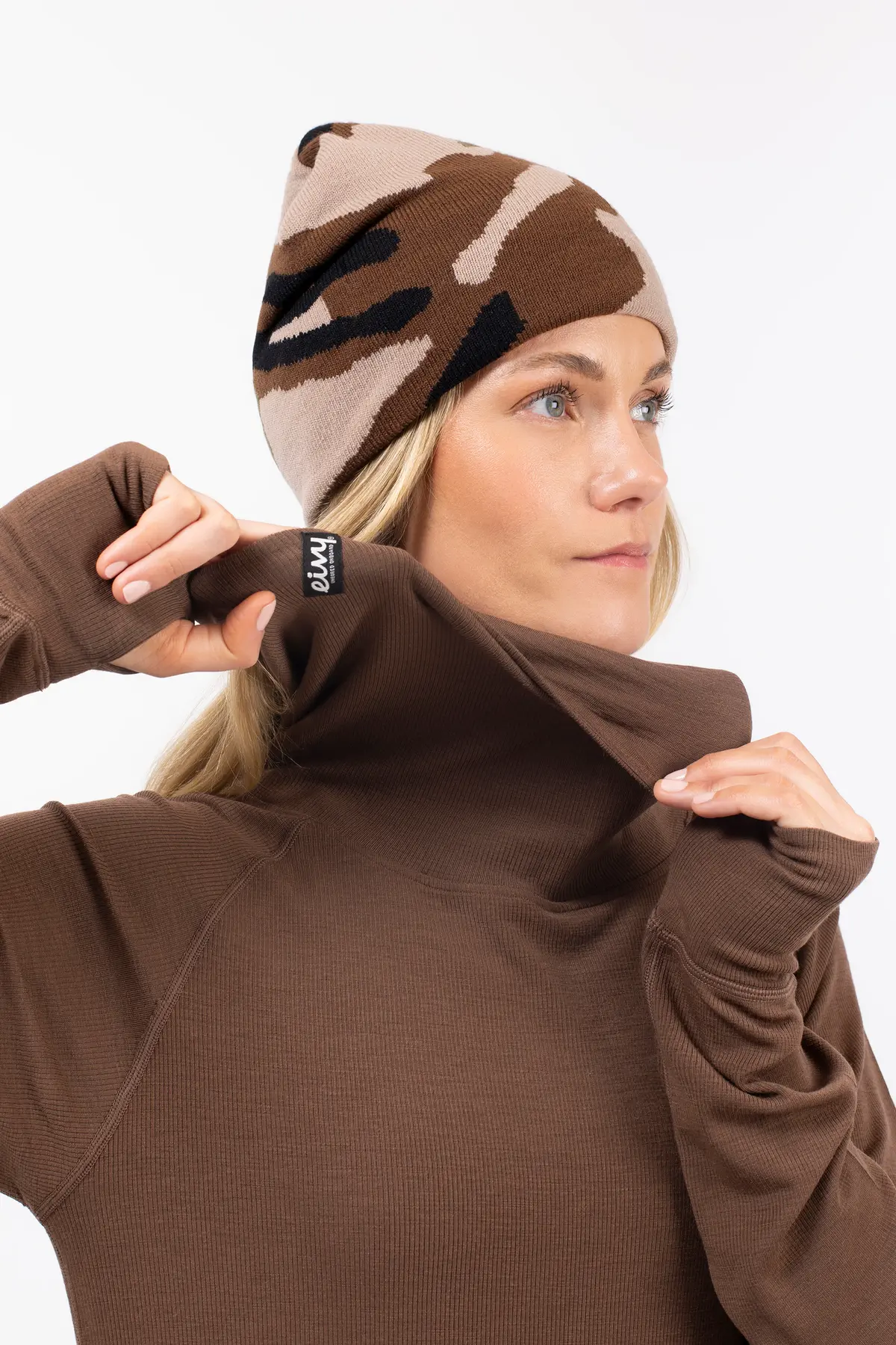 Icecold Merino Wool Gaiter Rib Top - Brown