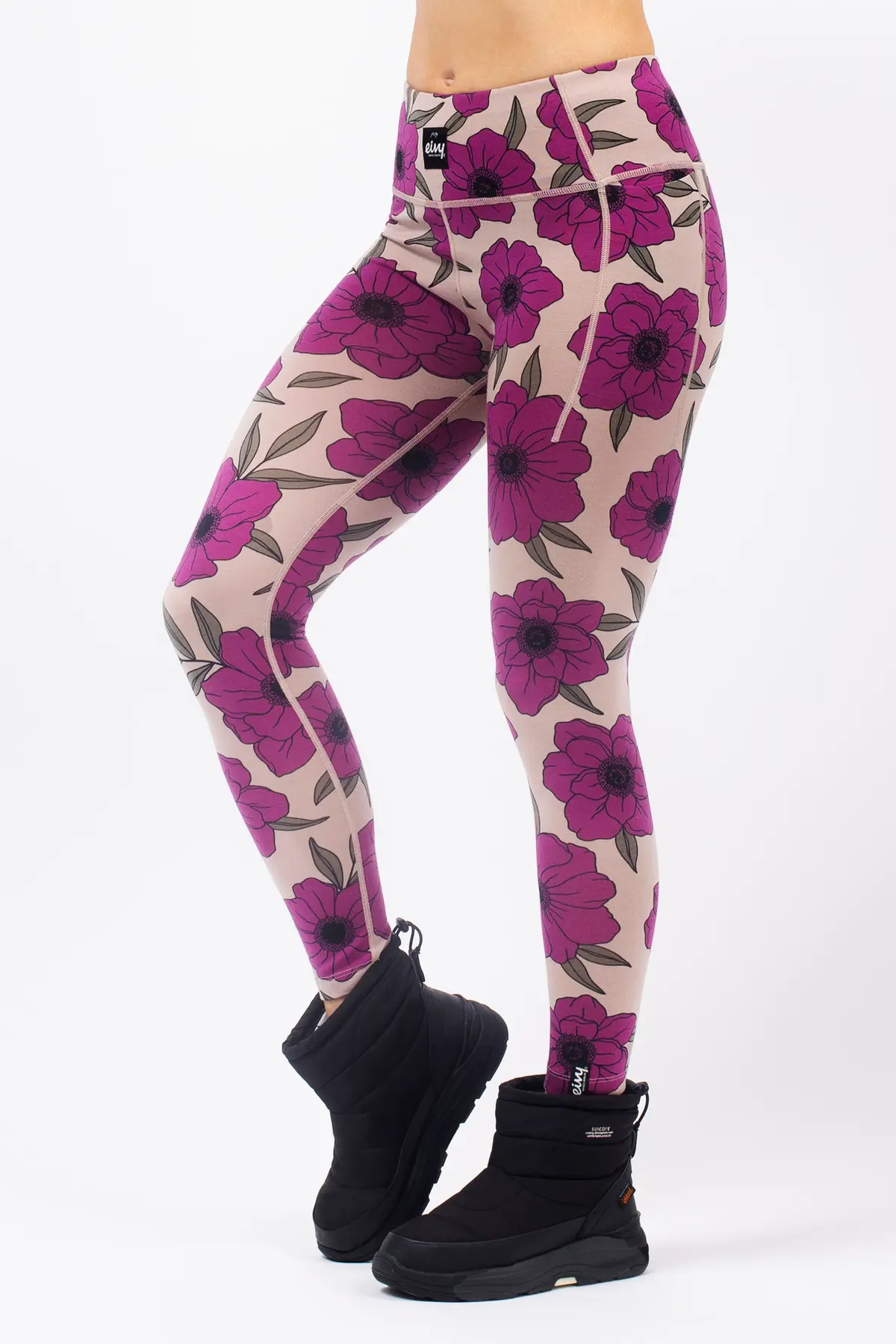 Pocket Merino Wool Tights - Earth Flowers