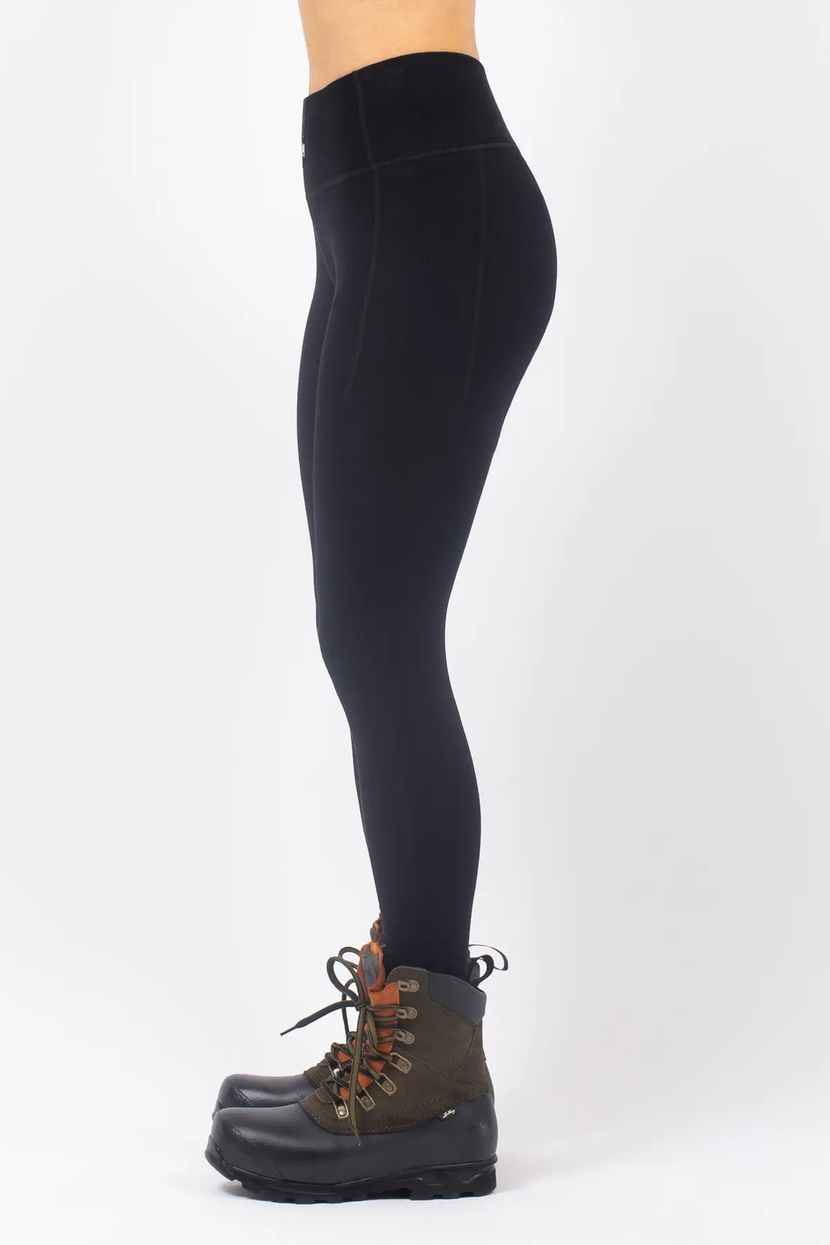 Pocket Merino Wool Rib Tights - Black