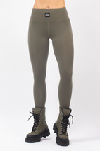 Pocket Merino Wool Rib Tights - Olive