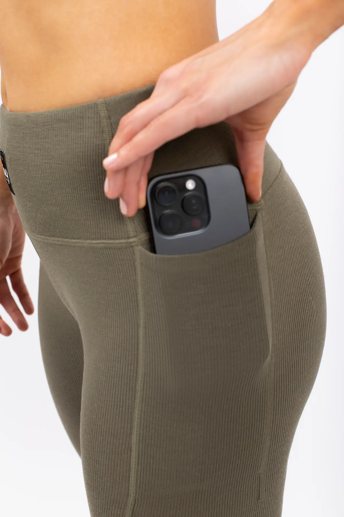 Pocket Merino Wool Rib Tights - Olive