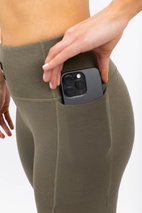 Pocket Merino Wool Rib Tights - Olive