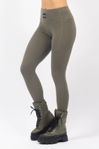 Pocket Merino Wool Rib Tights - Olive