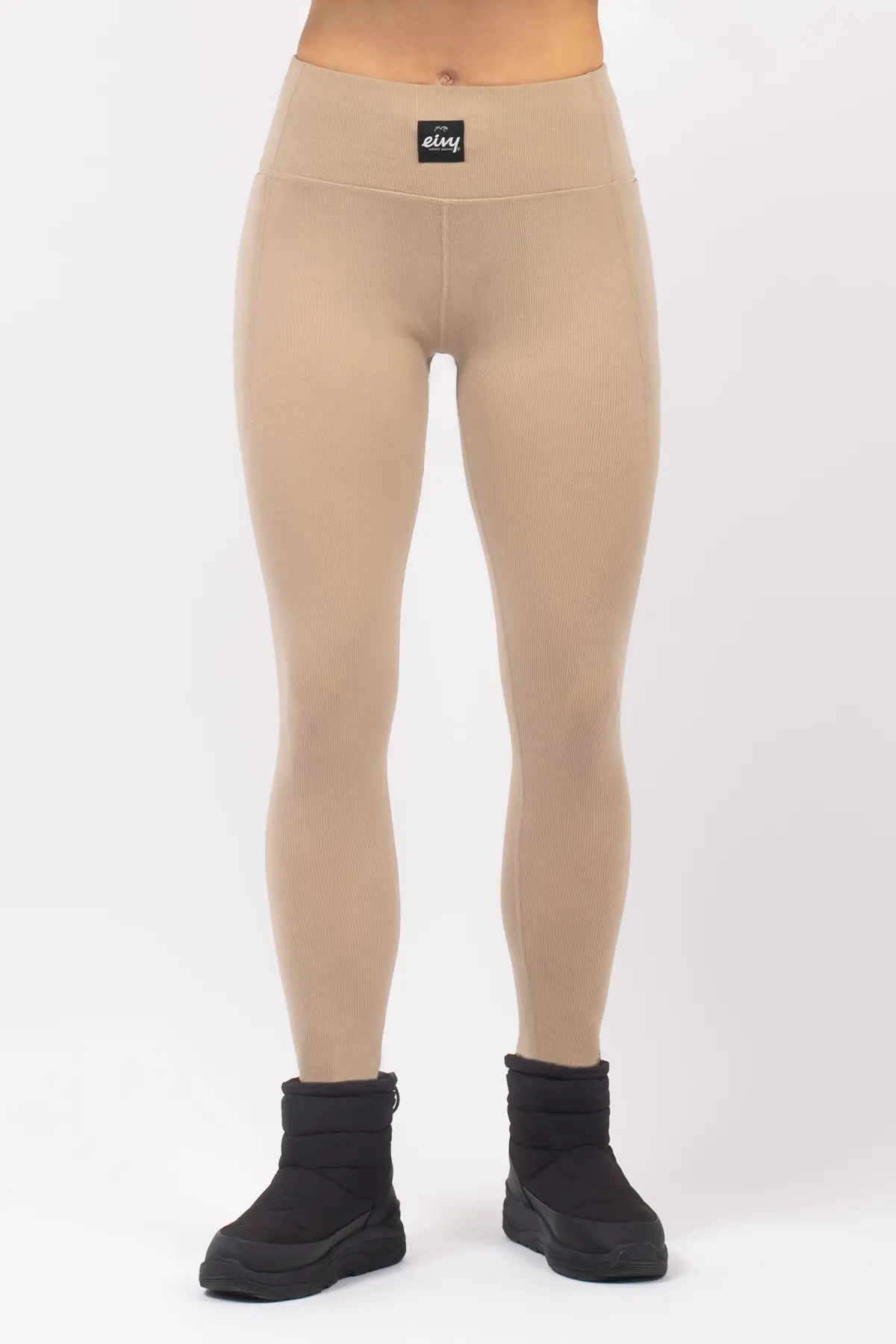 Pocket Merino Wool Rib Tights - Sand