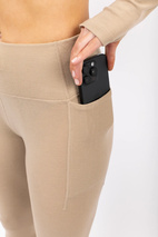 Pocket Merino Wool Rib Tights - Sand