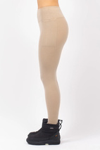 Pocket Merino Wool Rib Tights - Sand