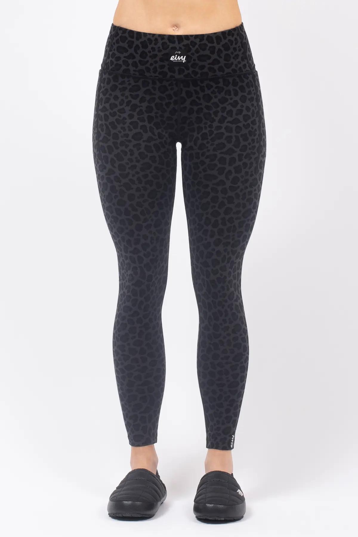 Pocket Merino Wool Tights - Black Leopard
