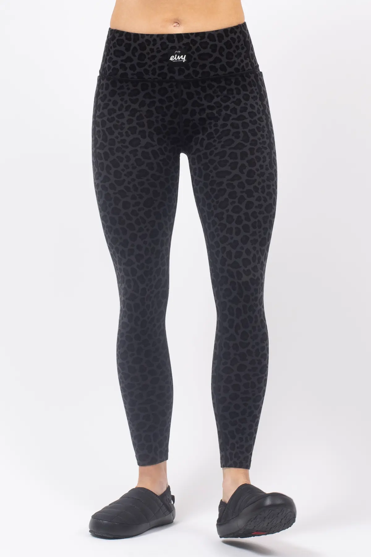 Pocket Merino Wool Tights - Black Leopard