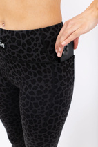 Pocket Merino Wool Tights - Black Leopard