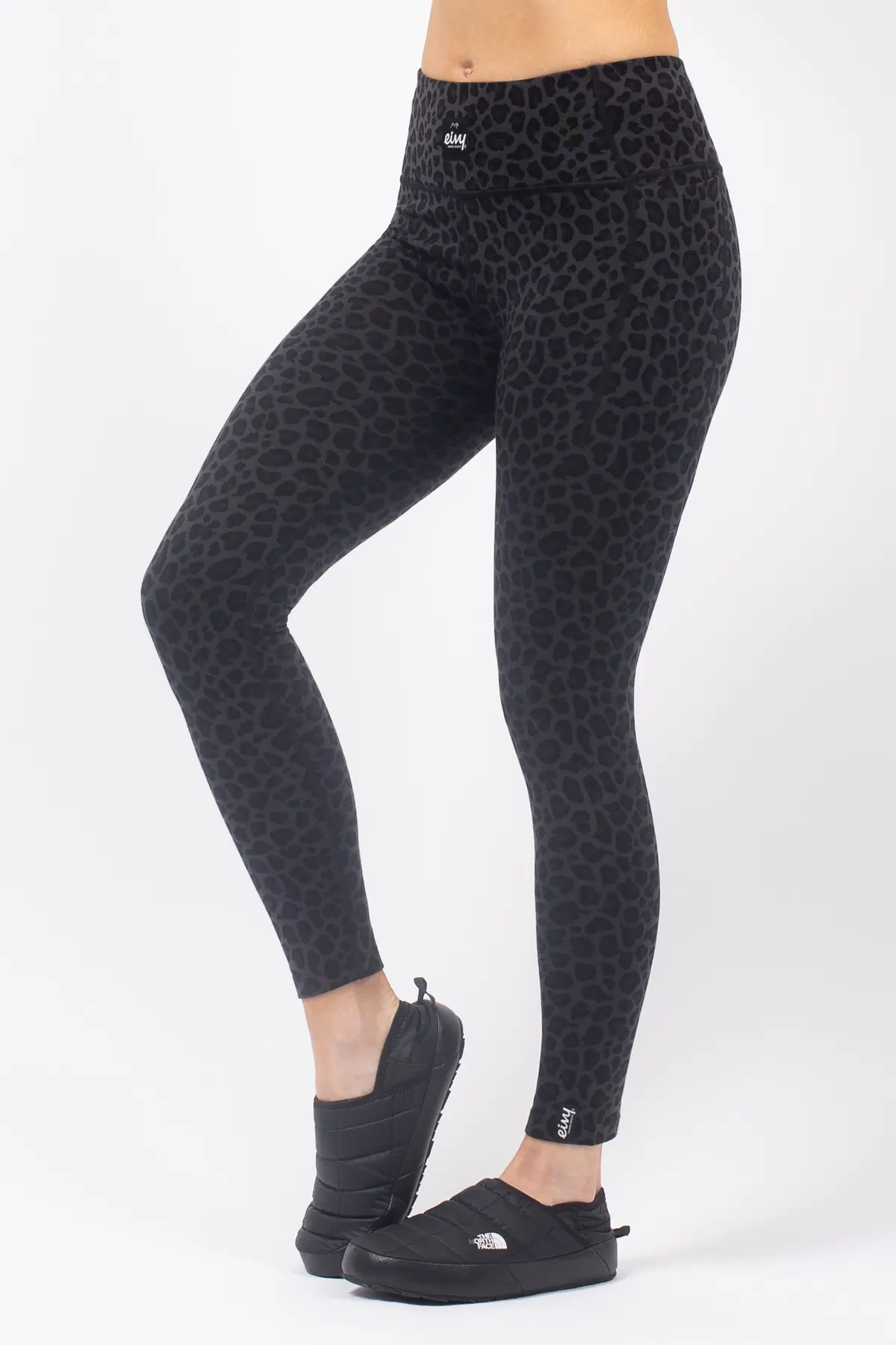 Pocket Merino Wool Tights - Black Leopard