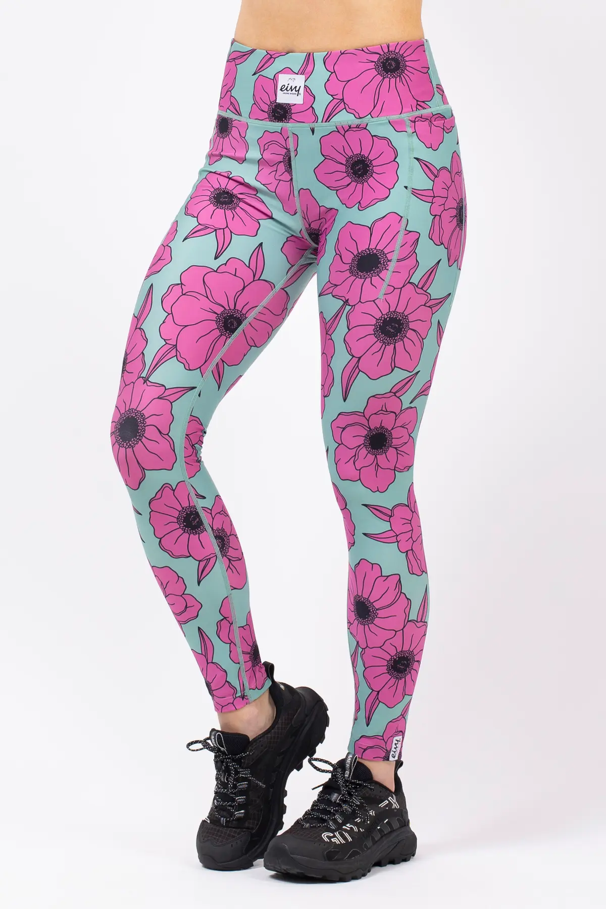 Pocket Tights - Turquoise Flower