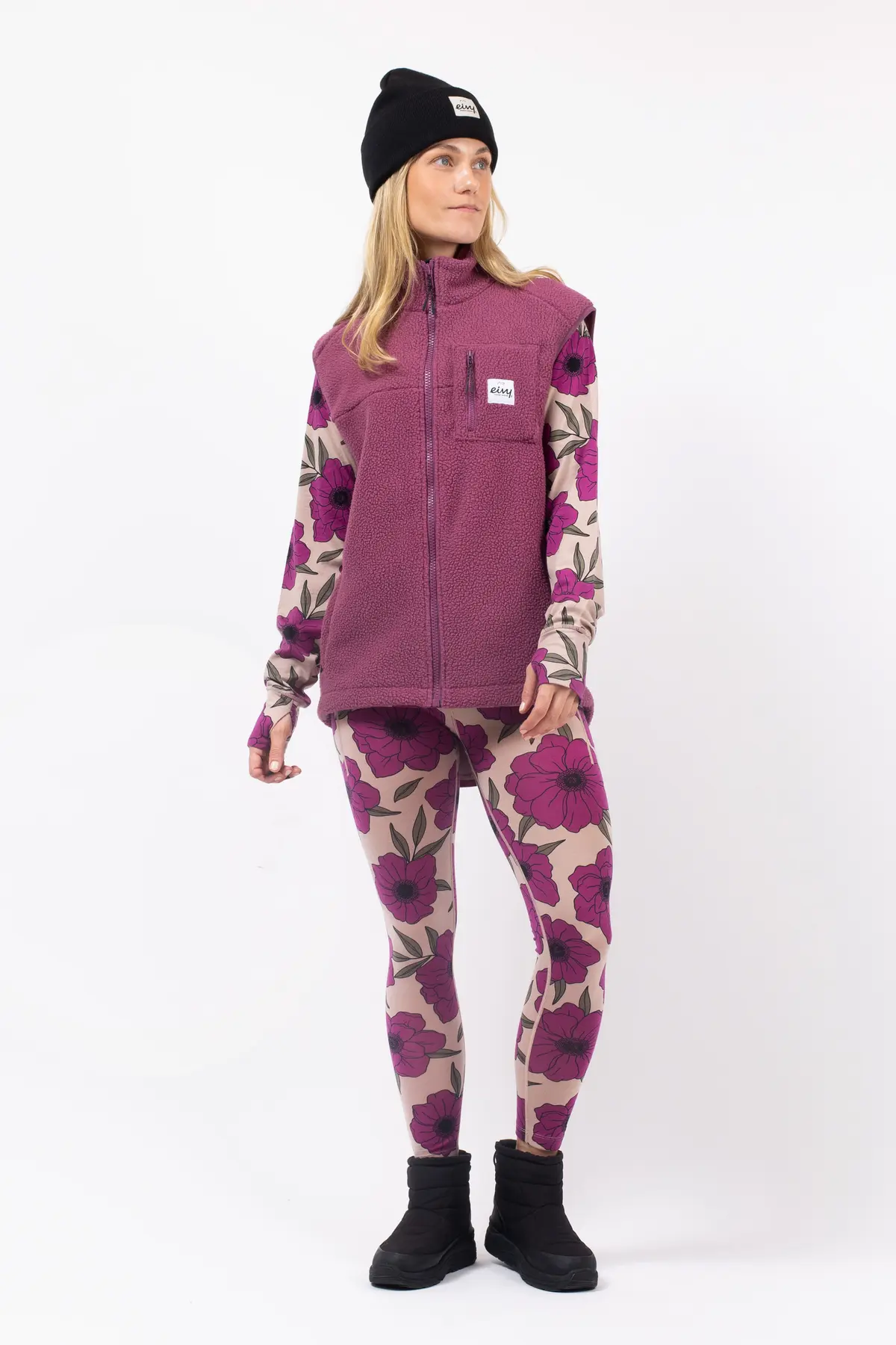 Lumberjackie Sherpa Vest - Pinkgundy | L