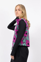 Boxy Sherpa Vest - Turquoise Flower