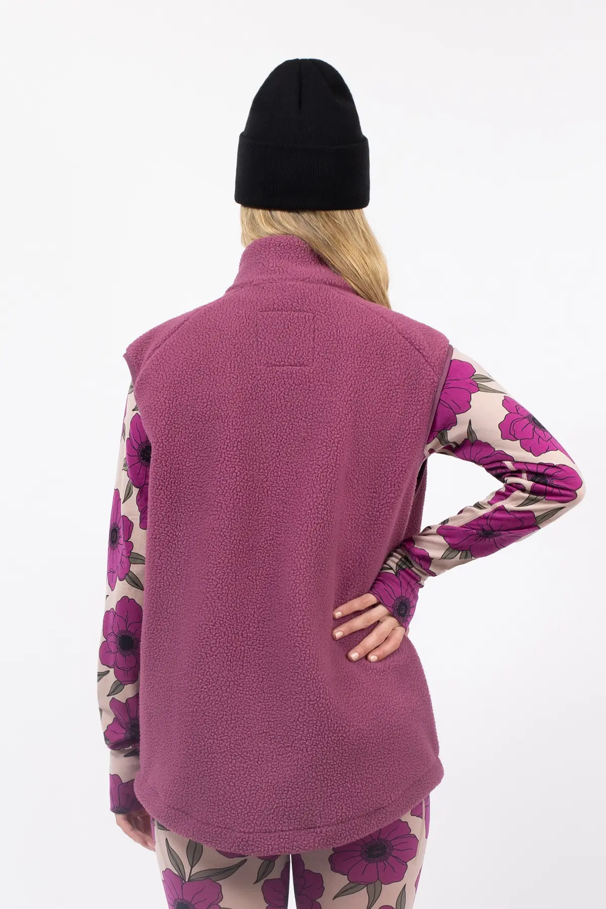 Lumberjackie Sherpa Vest - Pinkgundy