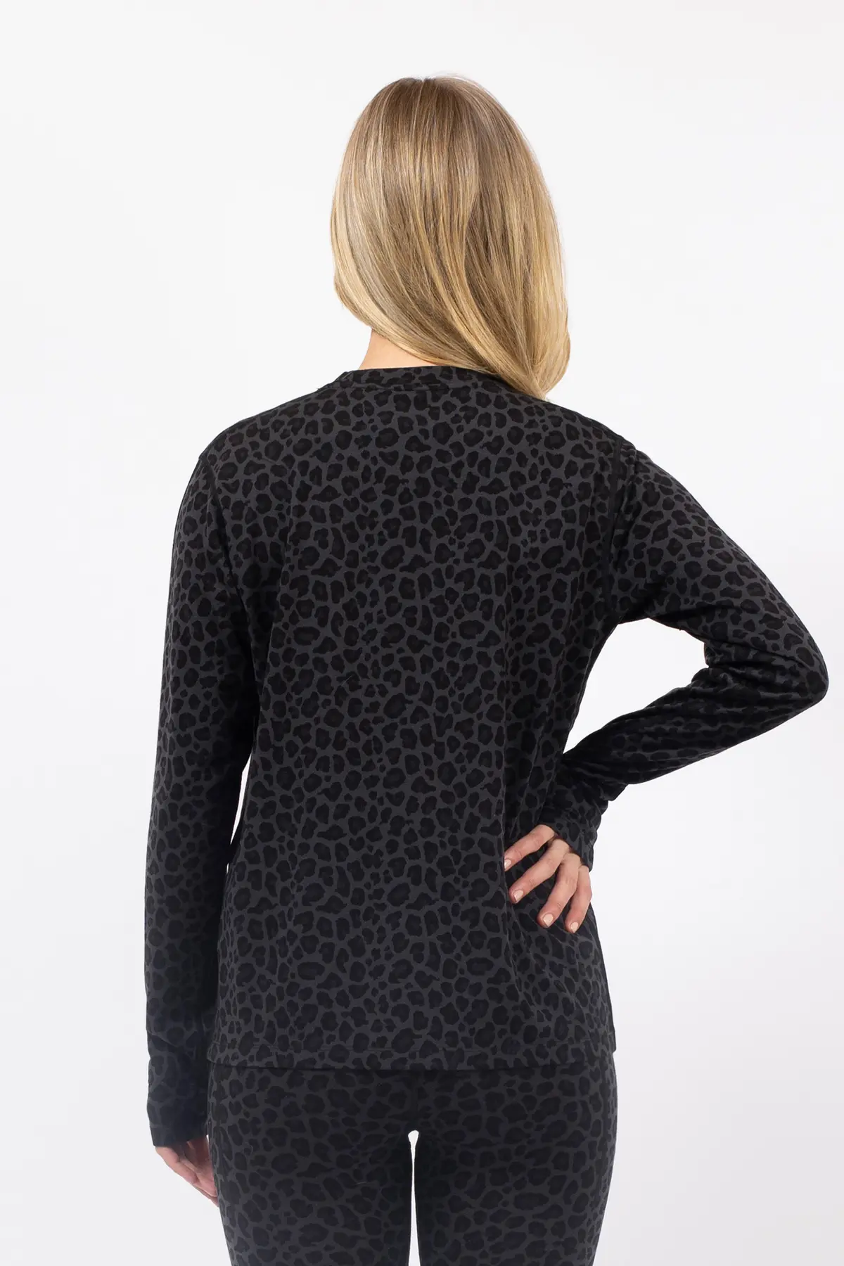 Loose Fit Merino Wool Top - Black Leopard