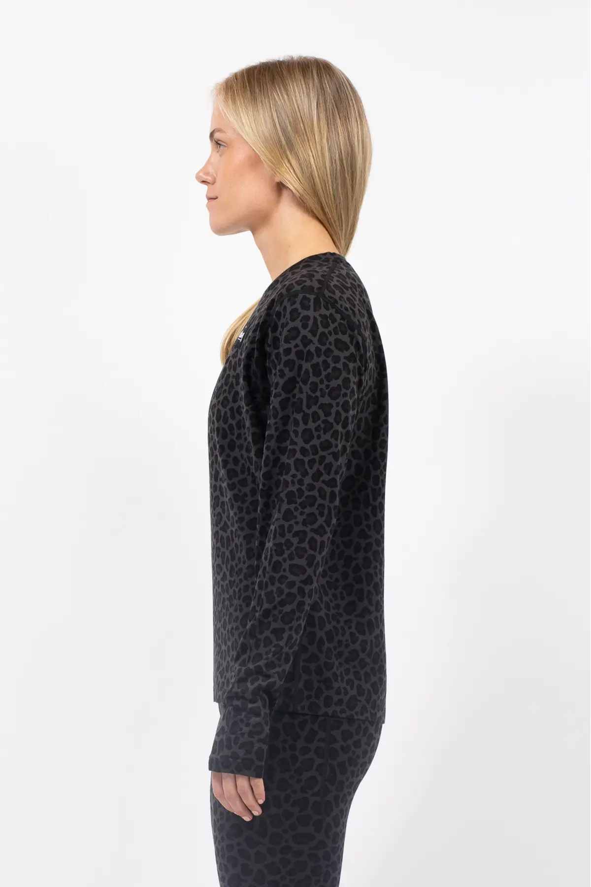 Loose Fit Merino Wool Top - Black Leopard