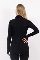 Journey Merino Wool Rib Top - Black