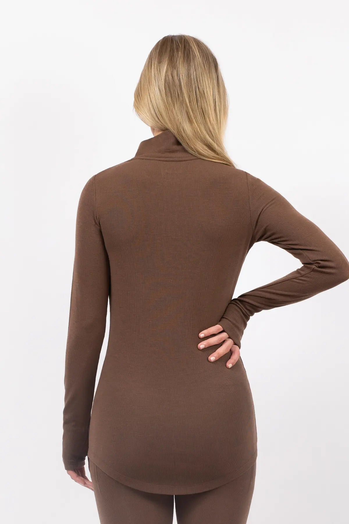 Journey Merino Wool Rib Top - Brown
