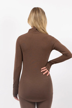 Journey Merino Wool Rib Top - Brown