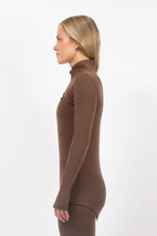 Journey Merino Wool Rib Top - Brown