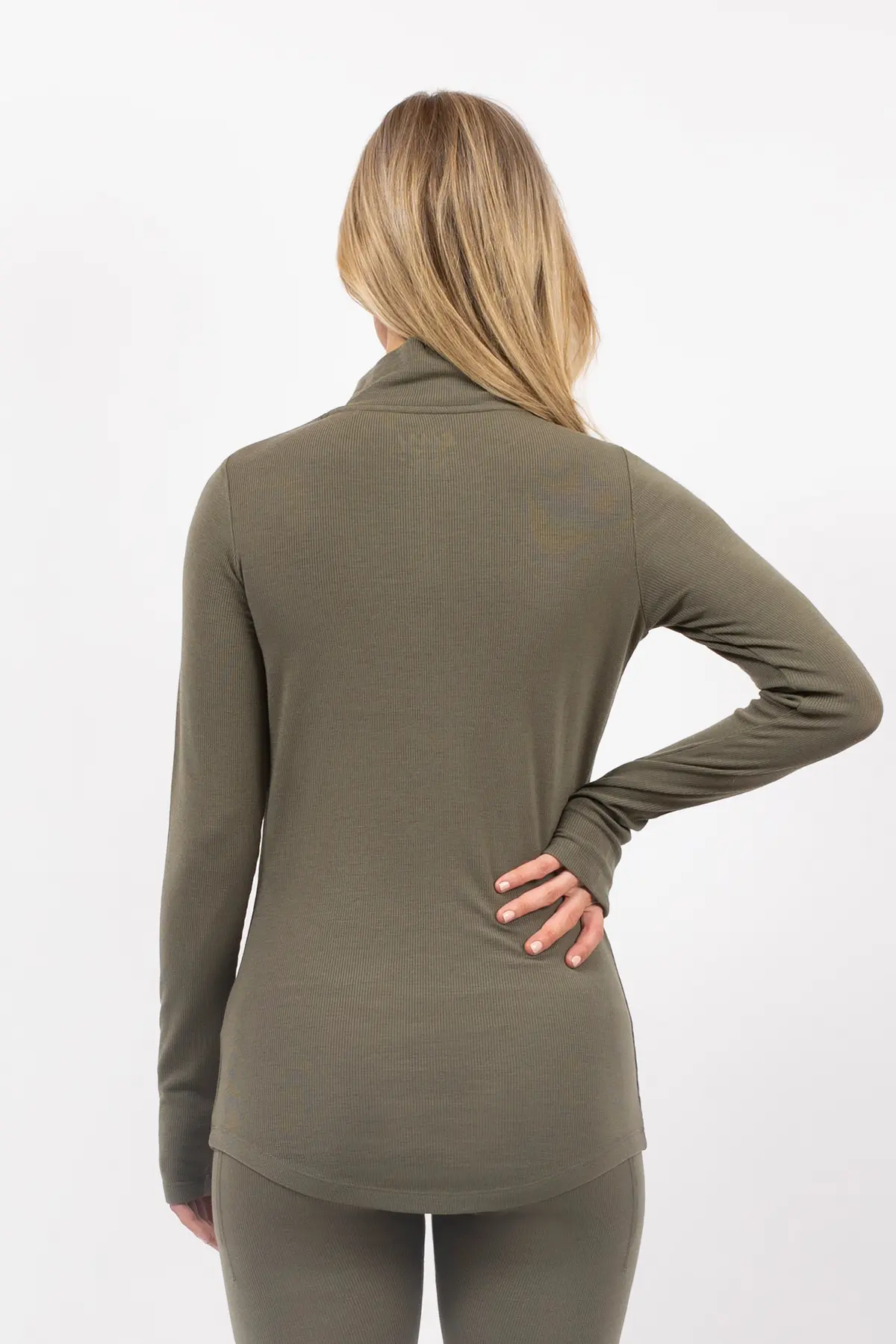 Journey Merino Wool Rib Top - Olive